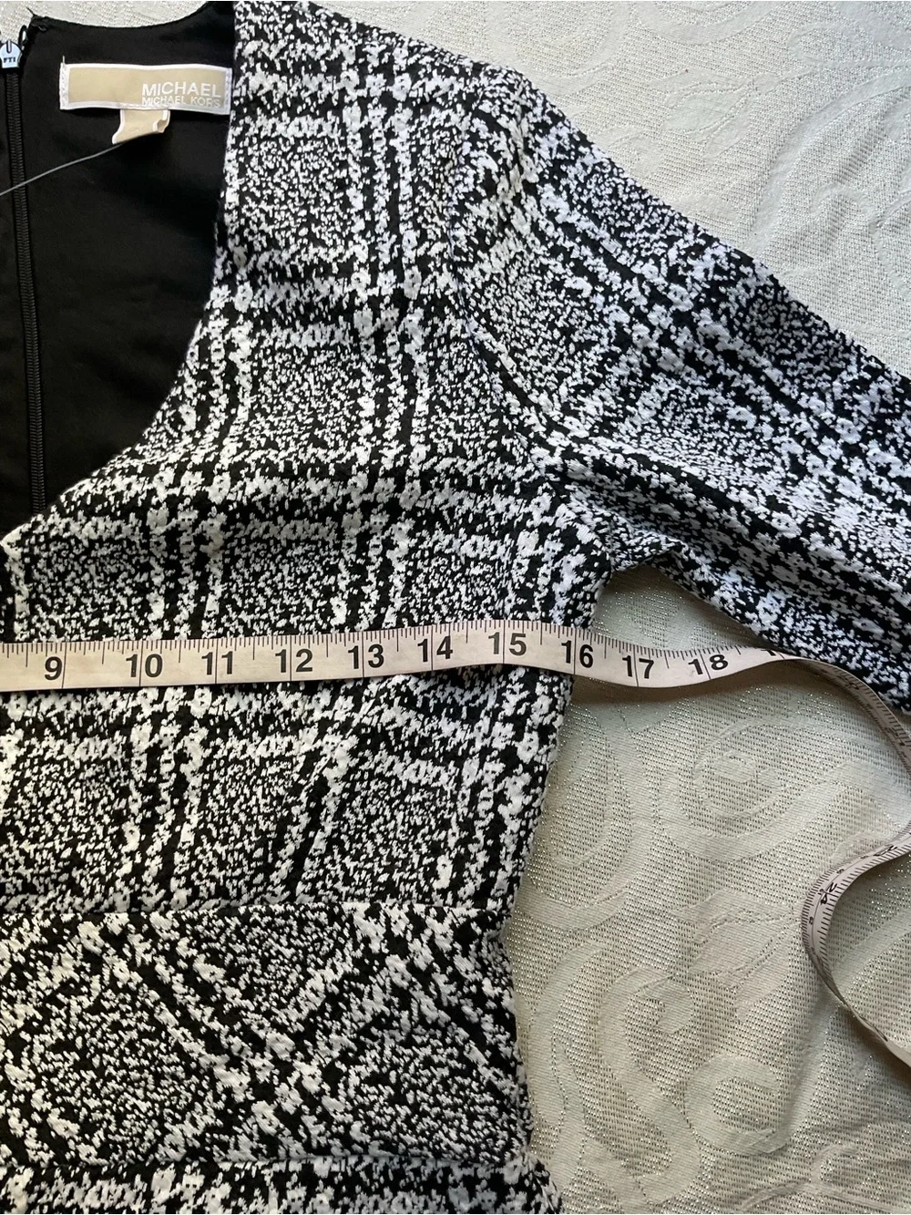 NWT Michael Kors Black & White Plaid Fit & Flare Dress Size Small